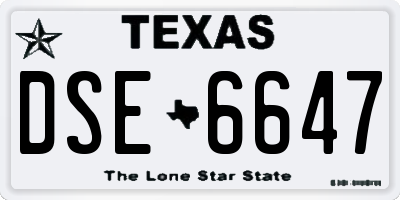 TX license plate DSE6647