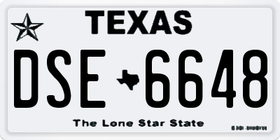 TX license plate DSE6648