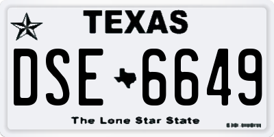 TX license plate DSE6649