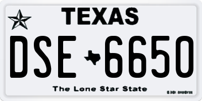 TX license plate DSE6650