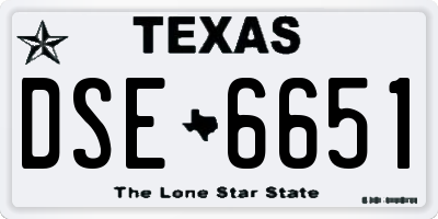 TX license plate DSE6651