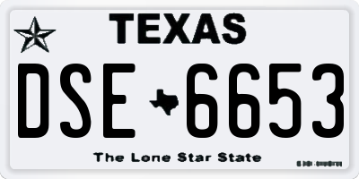 TX license plate DSE6653