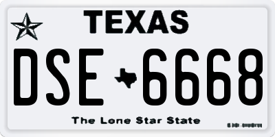 TX license plate DSE6668