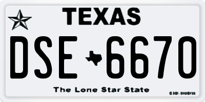 TX license plate DSE6670