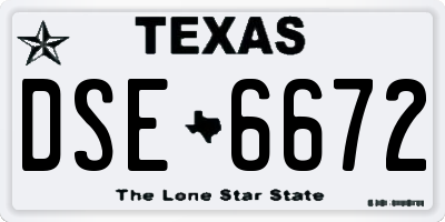 TX license plate DSE6672