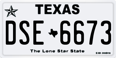 TX license plate DSE6673