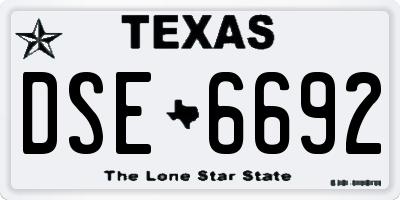 TX license plate DSE6692