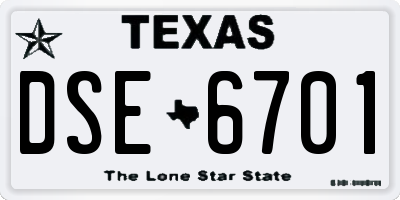 TX license plate DSE6701