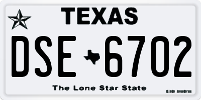 TX license plate DSE6702