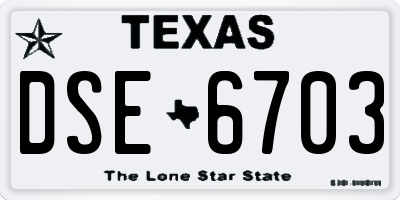 TX license plate DSE6703