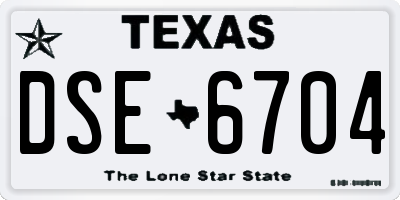 TX license plate DSE6704