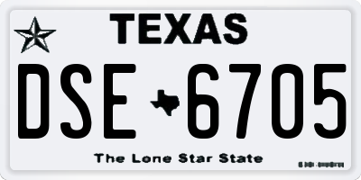 TX license plate DSE6705