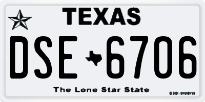 TX license plate DSE6706