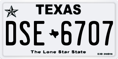 TX license plate DSE6707