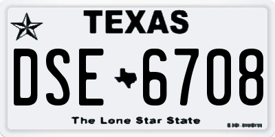 TX license plate DSE6708