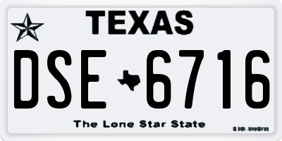 TX license plate DSE6716