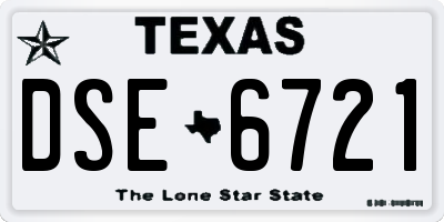 TX license plate DSE6721