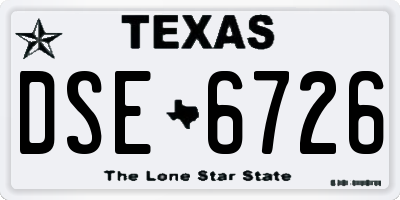 TX license plate DSE6726