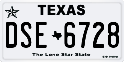 TX license plate DSE6728