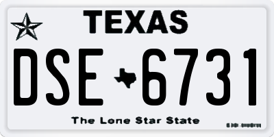 TX license plate DSE6731