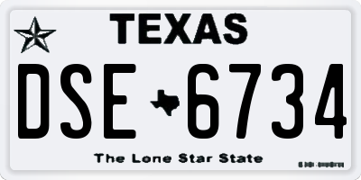 TX license plate DSE6734