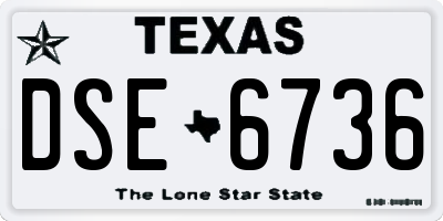 TX license plate DSE6736