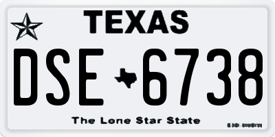 TX license plate DSE6738