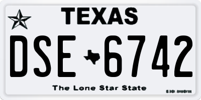 TX license plate DSE6742