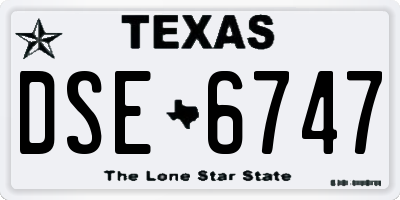 TX license plate DSE6747