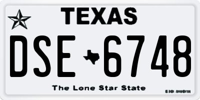 TX license plate DSE6748