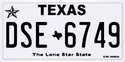 TX license plate DSE6749