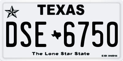 TX license plate DSE6750