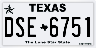 TX license plate DSE6751