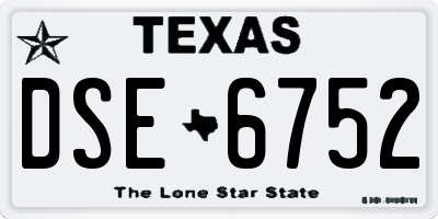 TX license plate DSE6752