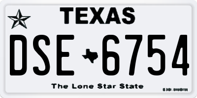 TX license plate DSE6754