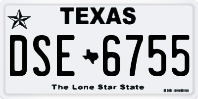 TX license plate DSE6755