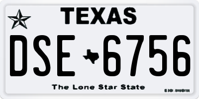 TX license plate DSE6756