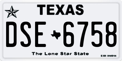 TX license plate DSE6758