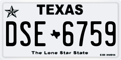 TX license plate DSE6759