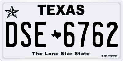 TX license plate DSE6762