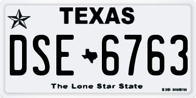 TX license plate DSE6763