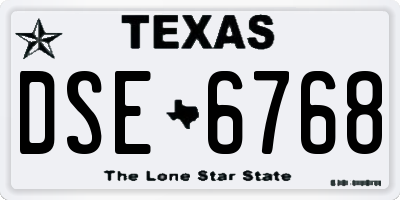 TX license plate DSE6768