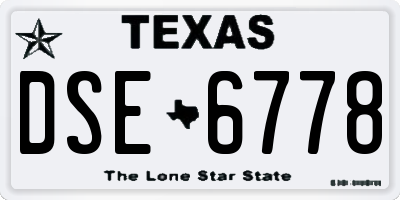 TX license plate DSE6778