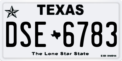 TX license plate DSE6783