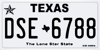 TX license plate DSE6788