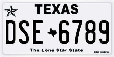 TX license plate DSE6789