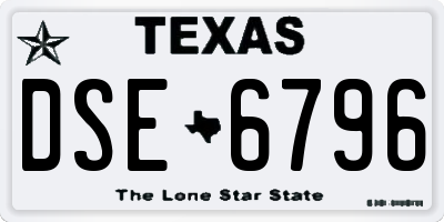 TX license plate DSE6796