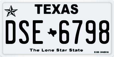 TX license plate DSE6798