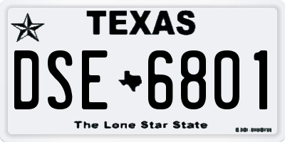 TX license plate DSE6801