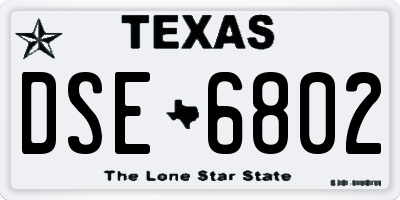 TX license plate DSE6802